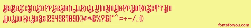 BarakahDemo-fontti – punaiset fontit keltaisella taustalla