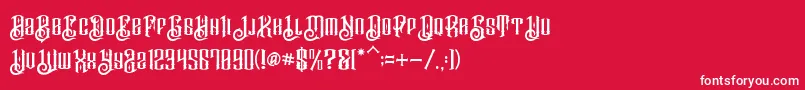 BarakahDemo-fontti – valkoiset fontit punaisella taustalla
