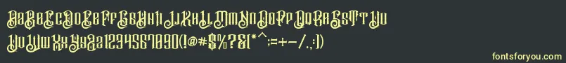 BarakahDemo-fontti – keltaiset fontit mustalla taustalla