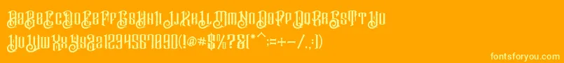 BarakahDemo-Schriftart – Gelbe Schriften auf orangefarbenem Hintergrund