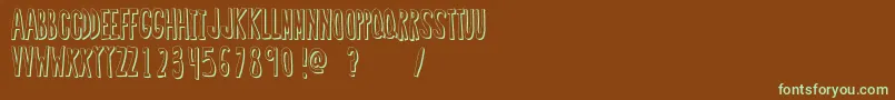 RegularFont2-fontti – vihreät fontit ruskealla taustalla