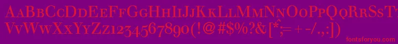 WalbaumdisplaysmcRegular Font – Red Fonts on Purple Background