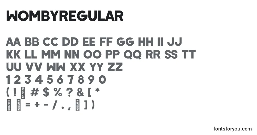 Schriftart WombyRegular – Alphabet, Zahlen, spezielle Symbole