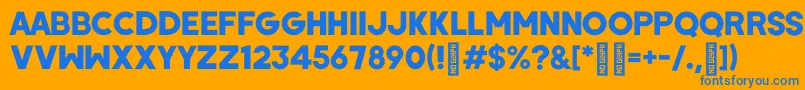 フォントWombyRegular – オレンジの背景に青い文字