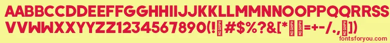 WombyRegular Font – Red Fonts on Yellow Background