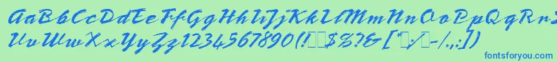 BronxLetPlain.1.0 Font – Blue Fonts on Green Background