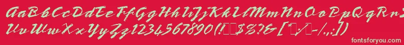 フォントBronxLetPlain.1.0 – 赤い背景に緑の文字