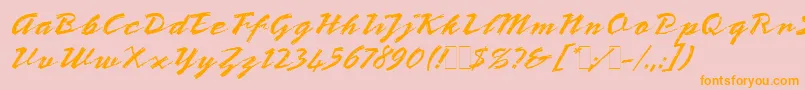 フォントBronxLetPlain.1.0 – オレンジの文字がピンクの背景にあります。