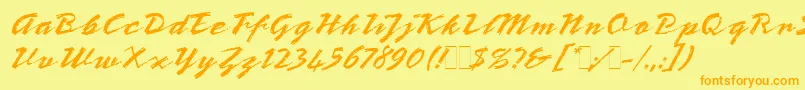 BronxLetPlain.1.0 Font – Orange Fonts on Yellow Background