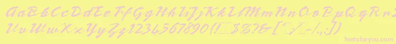 Fonte BronxLetPlain.1.0 – fontes rosa em um fundo amarelo