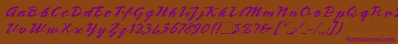 BronxLetPlain.1.0 Font – Purple Fonts on Brown Background