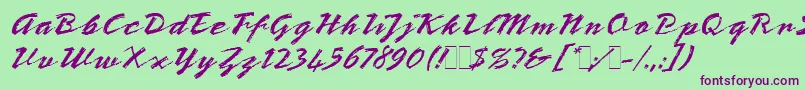 BronxLetPlain.1.0 Font – Purple Fonts on Green Background