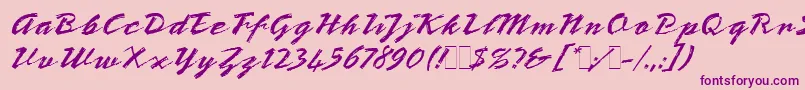 フォントBronxLetPlain.1.0 – ピンクの背景に紫のフォント