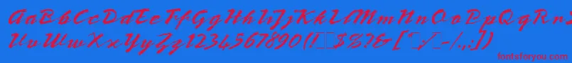 BronxLetPlain.1.0-Schriftart – Rote Schriften auf blauem Hintergrund