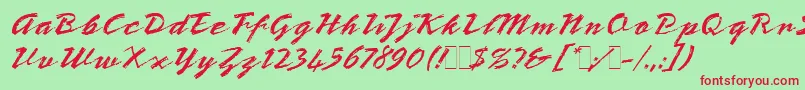 BronxLetPlain.1.0 Font – Red Fonts on Green Background