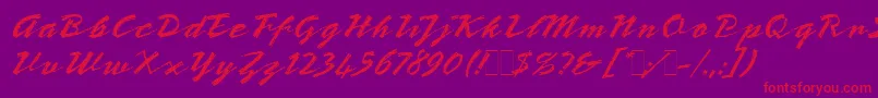 フォントBronxLetPlain.1.0 – 紫の背景に赤い文字
