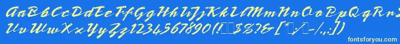 BronxLetPlain.1.0 Font – Yellow Fonts on Blue Background