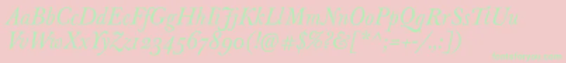 JbaskervilleItalic Font – Green Fonts on Pink Background