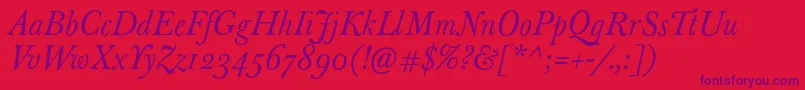 JbaskervilleItalic Font – Purple Fonts on Red Background