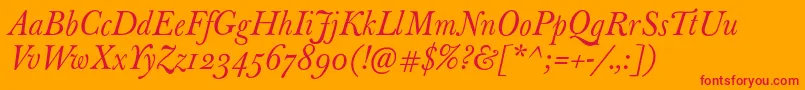 フォントJbaskervilleItalic – オレンジの背景に赤い文字