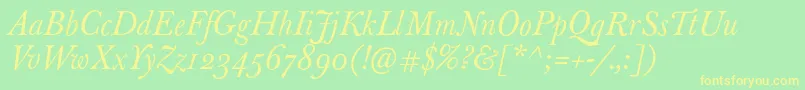JbaskervilleItalic Font – Yellow Fonts on Green Background