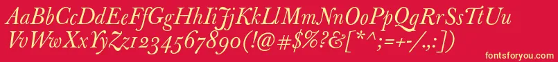 JbaskervilleItalic Font – Yellow Fonts on Red Background