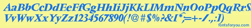 V691RomanBolditalic Font – Blue Fonts on Yellow Background