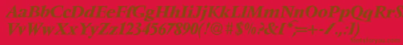 Fonte V691RomanBolditalic – fontes marrons em um fundo vermelho