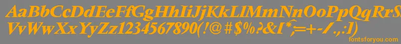 V691RomanBolditalic-Schriftart – Orangefarbene Schriften auf grauem Hintergrund