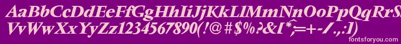 V691RomanBolditalic Font – Pink Fonts on Purple Background