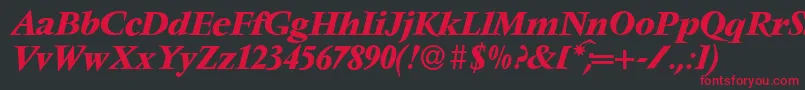 V691RomanBolditalic Font – Red Fonts on Black Background