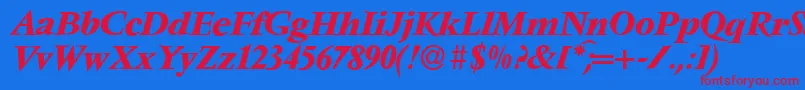 Шрифт V691RomanBolditalic – красные шрифты на синем фоне