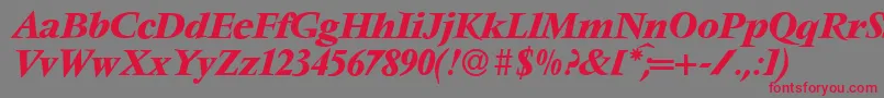 V691RomanBolditalic-Schriftart – Rote Schriften auf grauem Hintergrund