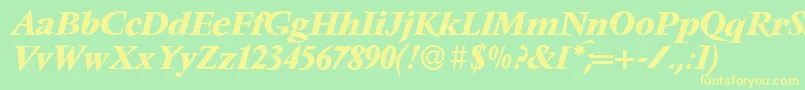 V691RomanBolditalic Font – Yellow Fonts on Green Background