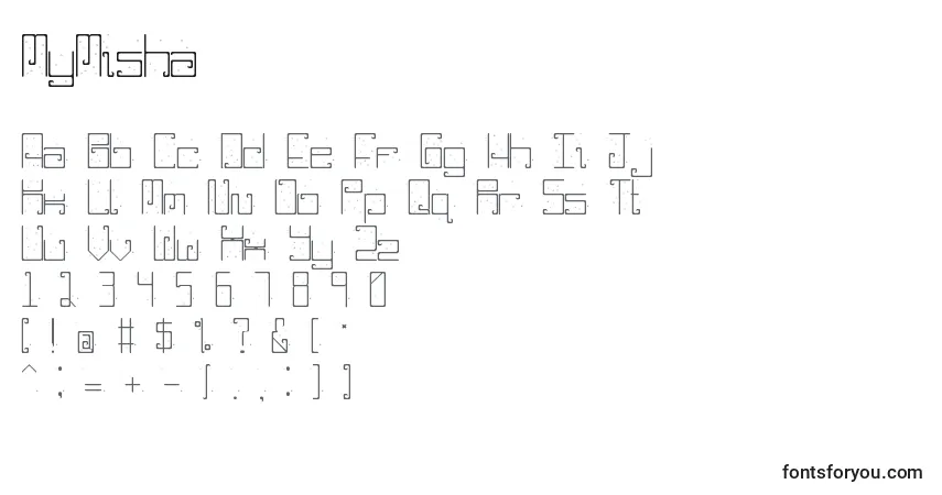 Schriftart MyMisha – Alphabet, Zahlen, spezielle Symbole