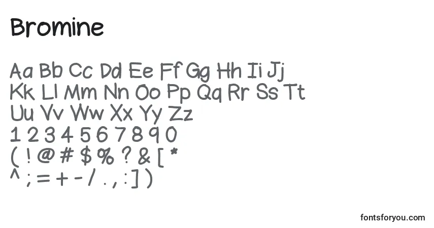 Czcionka Bromine – alfabet, cyfry, specjalne znaki