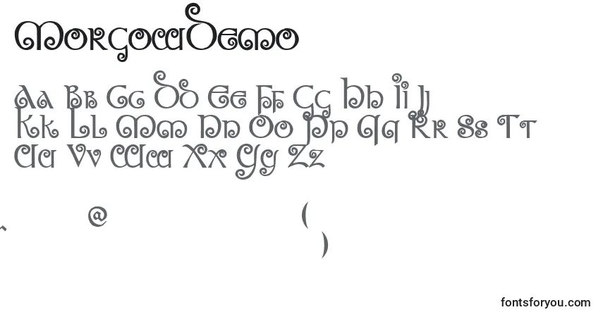 A fonte MorgowDemo – alfabeto, números, caracteres especiais