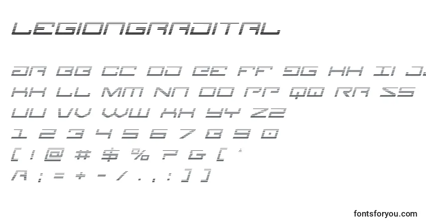 Schriftart Legiongradital – Alphabet, Zahlen, spezielle Symbole
