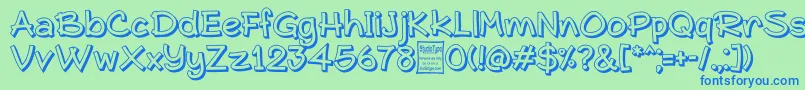 TypoComicaOutlineDemo Font – Blue Fonts on Green Background