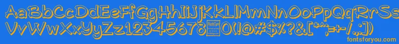 Fonte TypoComicaOutlineDemo – fontes laranjas em um fundo azul