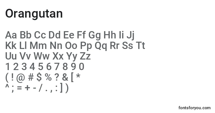 Fuente Orangutan - alfabeto, números, caracteres especiales