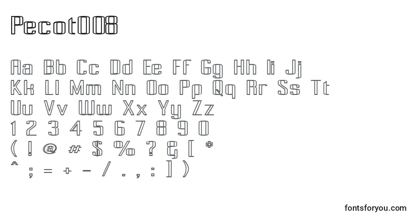 Schriftart Pecot008 – Alphabet, Zahlen, spezielle Symbole