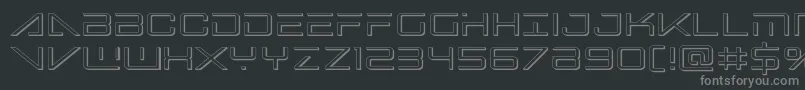 Bansheepilot3D-fontti – harmaat kirjasimet mustalla taustalla