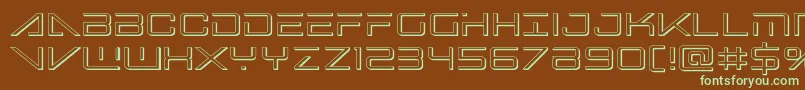 フォントBansheepilot3D – 緑色の文字が茶色の背景にあります。