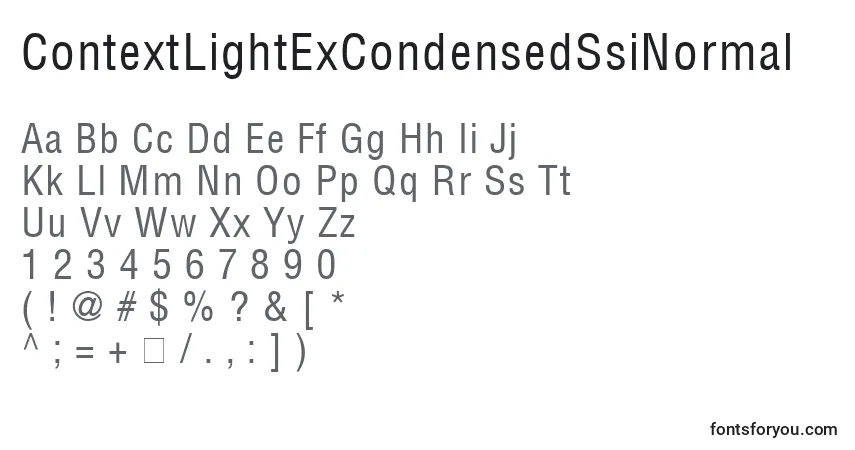 A fonte ContextLightExCondensedSsiNormal – alfabeto, números, caracteres especiais