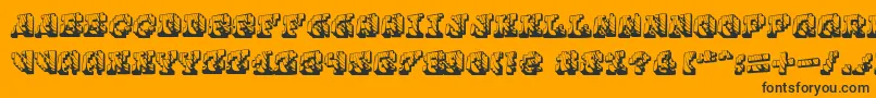 Cauterise-Schriftart – Schwarze Schriften auf orangefarbenem Hintergrund