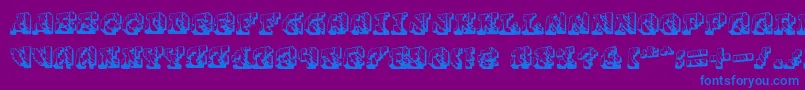 Cauterise-Schriftart – Blaue Schriften auf violettem Hintergrund