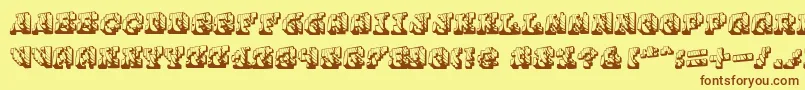 Cauterise Font – Brown Fonts on Yellow Background