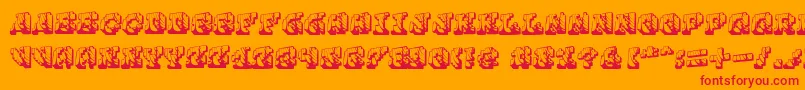 Cauterise Font – Red Fonts on Orange Background