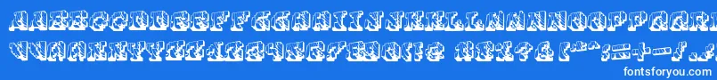 Cauterise Font – White Fonts on Blue Background